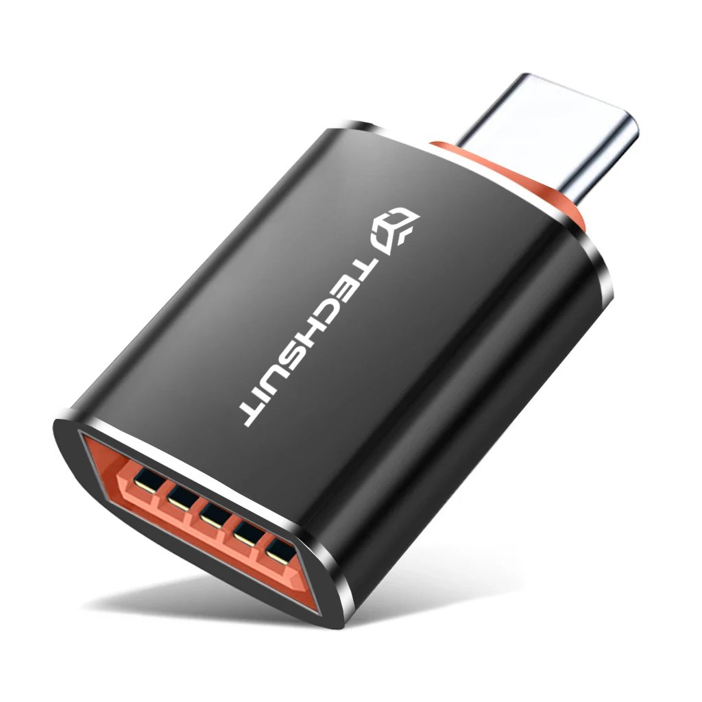 Techsuit Premium OTG Adaptér HyperPort A2 USB na Type C 5Gbps 6A 120W čierna oranžová