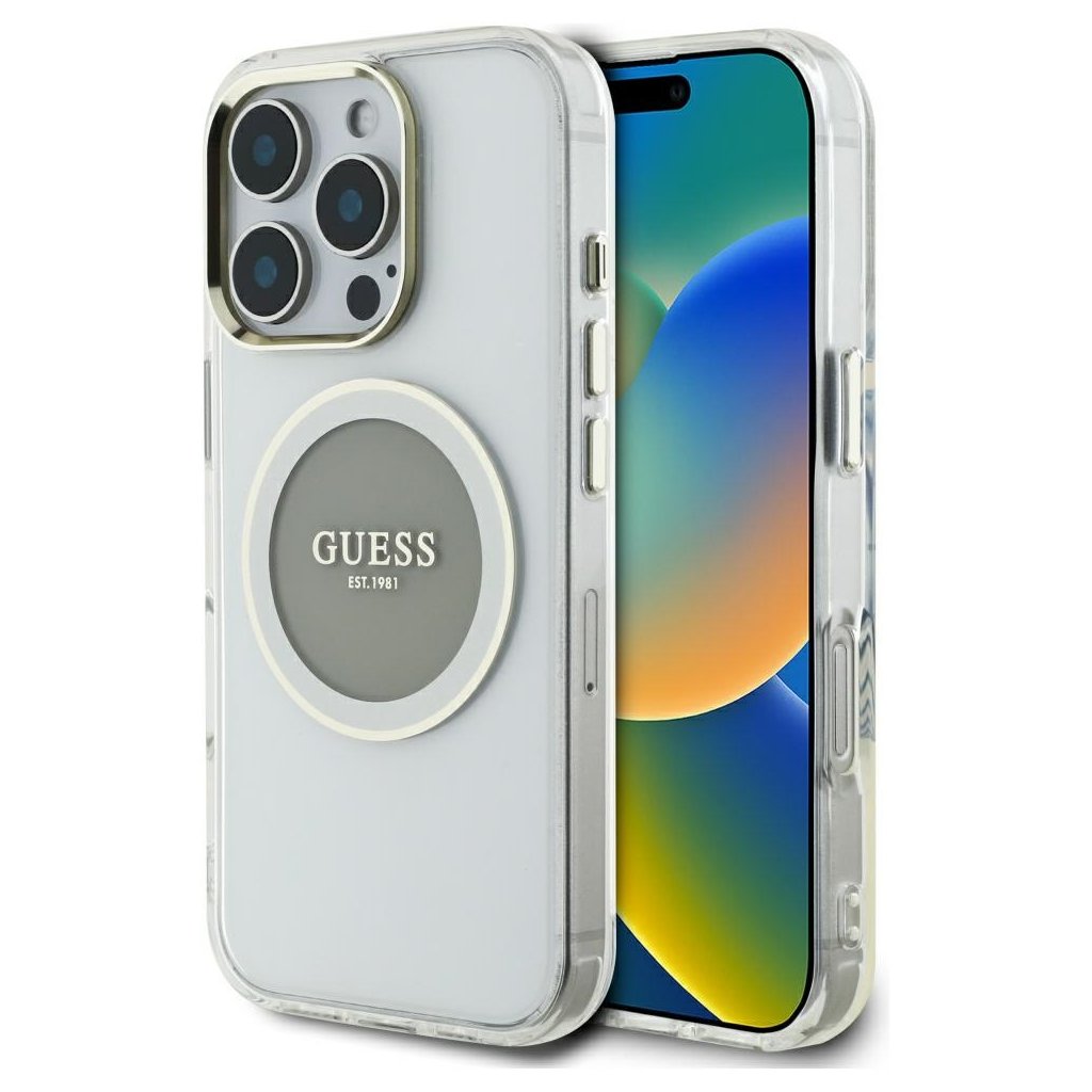 Guess IML Metal Colored Circle MagSafe puzdro iPhone 16 Pro Max sive