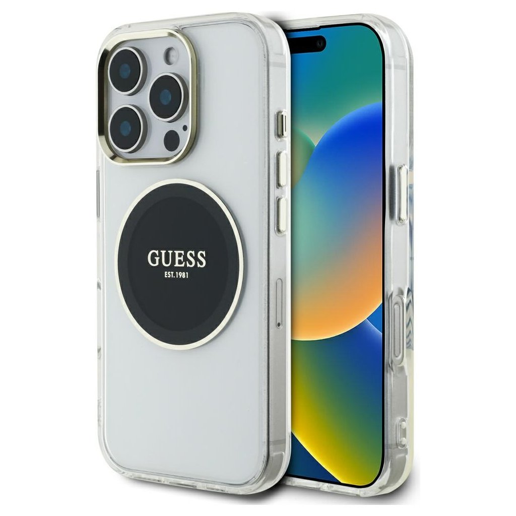 Guess IML Metal Colored Circle MagSafe puzdro iPhone 16 Pro Max čierna
