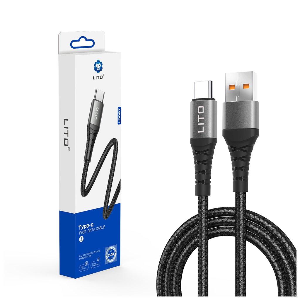 Lito Dátový kábel LD22T USB A na Type C Rýchle nabíjanie 2.4A 2m čierny
