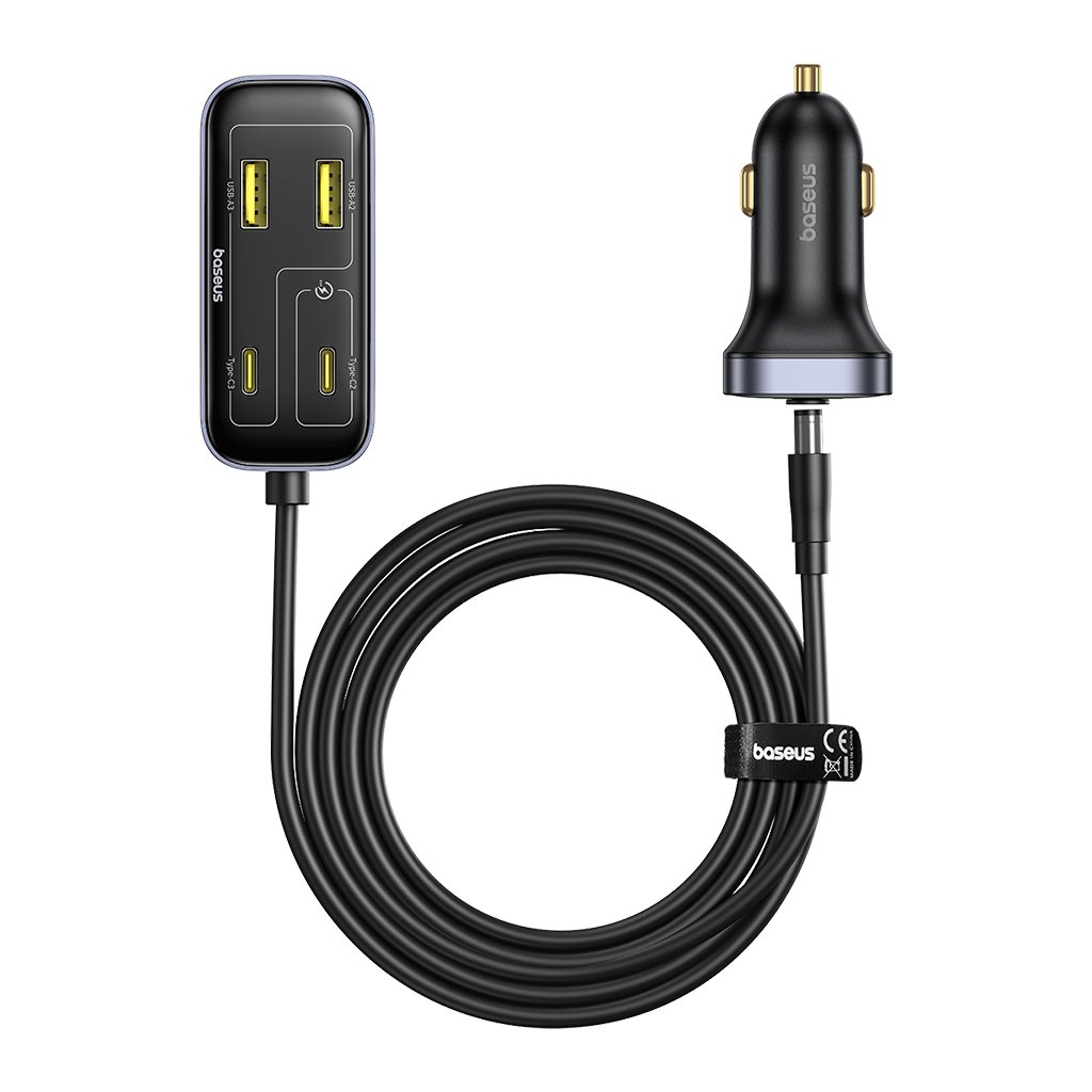 Baseus nabíjačka do auta BackseatPal L1 3x USB 3x Type C PD3.0 110W rýchle nabíjanie čierna