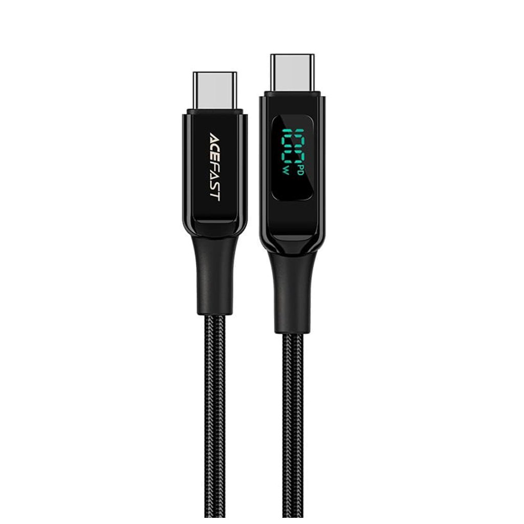 Acefast Datový Kábel C603 TypeC na TypeC 100W Rýchle Nabíjanie 5A LED Displej 2m Čierna