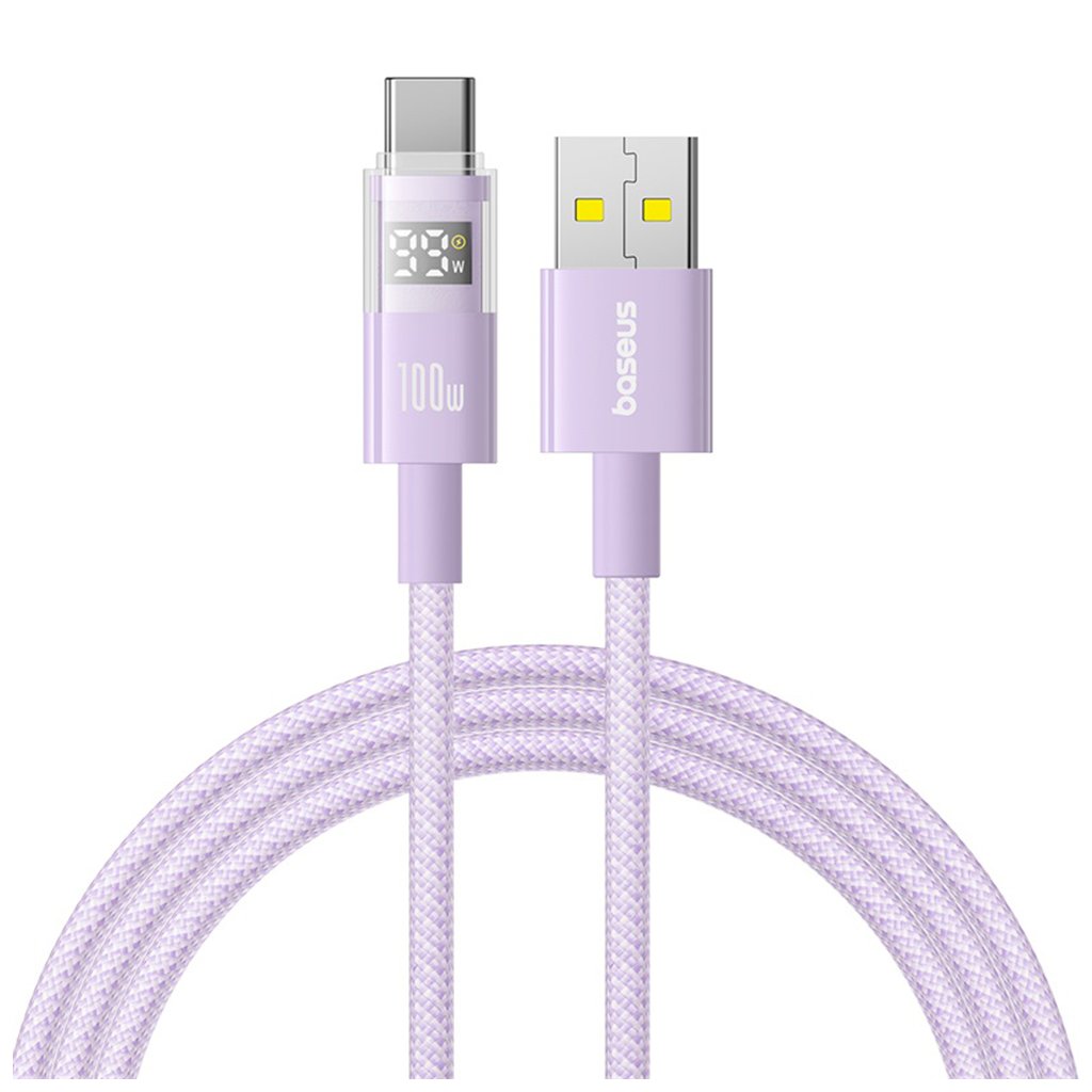 Baseus Datový Kábel Displej 2 Rýchlonabíjací USB na Type C 100W 2m Fialová