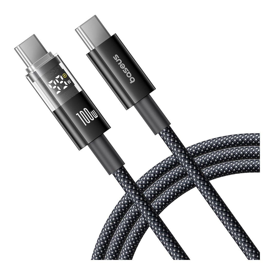 Baseus Dátový Kábel Displej 2 Rýchlonabíjací Type C na Type C 100W 1m Kozmická Čierna