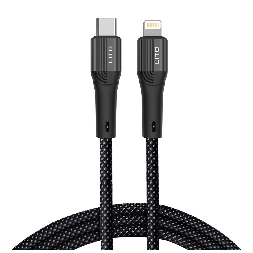 Lito Dátový kábel LD14CL Type-C na Lightning Rýchle nabíjanie 30W 480Mbps Nylon 1m čierna