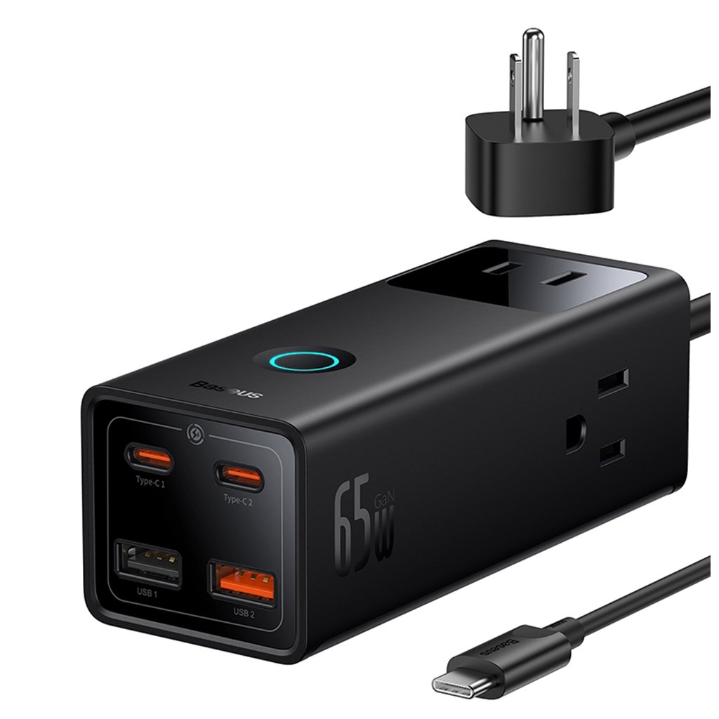 Baseus PowerCombo nabíjačka 3xAC 2xUSB 2xType-C 65W