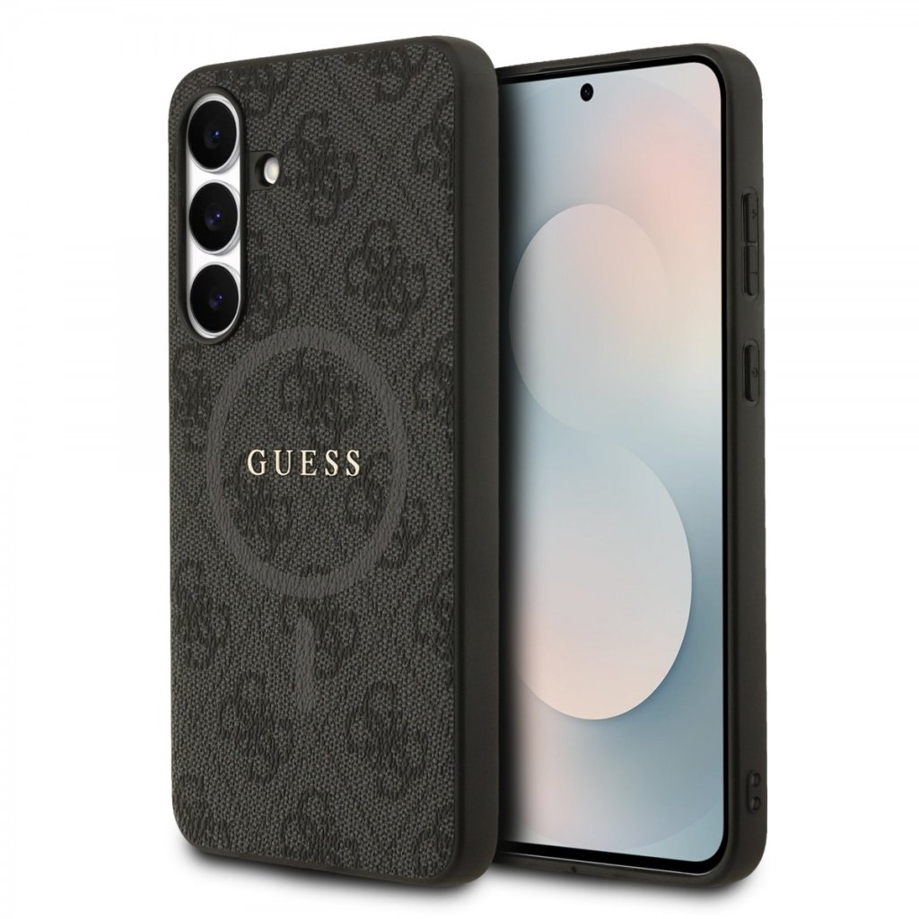 Zadný kryt Guess PU Leather 4G Colored Ring MagSafe pre Samsung Galaxy S25 FE Black