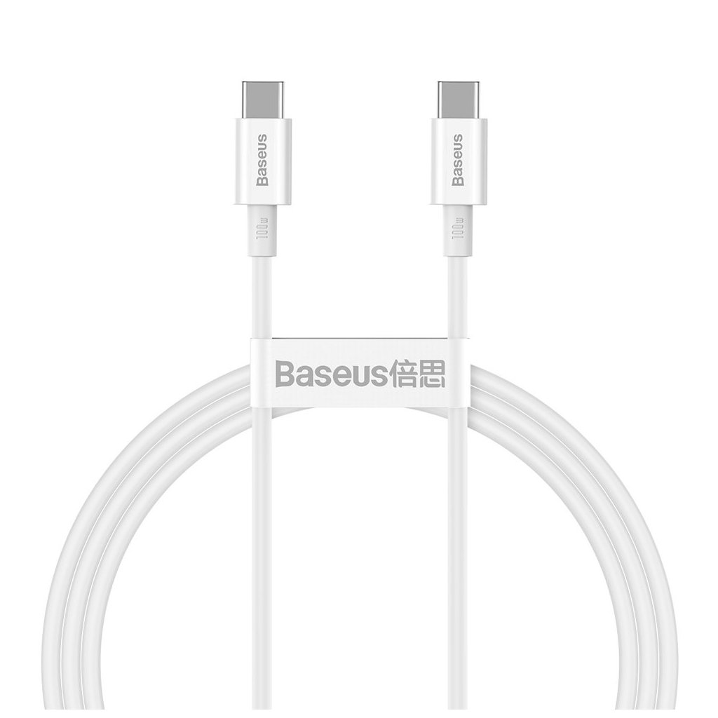 Baseus – dátový kábel Superior Series (CATYS-B02) – Type-C na Type-C, 100W, 1m – biely