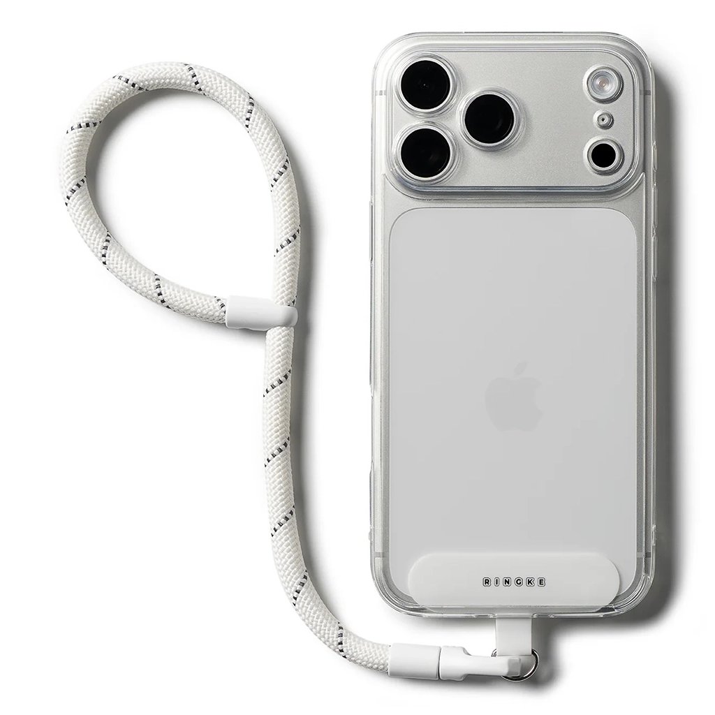Ringke – univerzálny popruh na ruku Link Flow P-Type - ramenný popruh pre puzdrá na telefóny, nastaviteľný - Cloud White