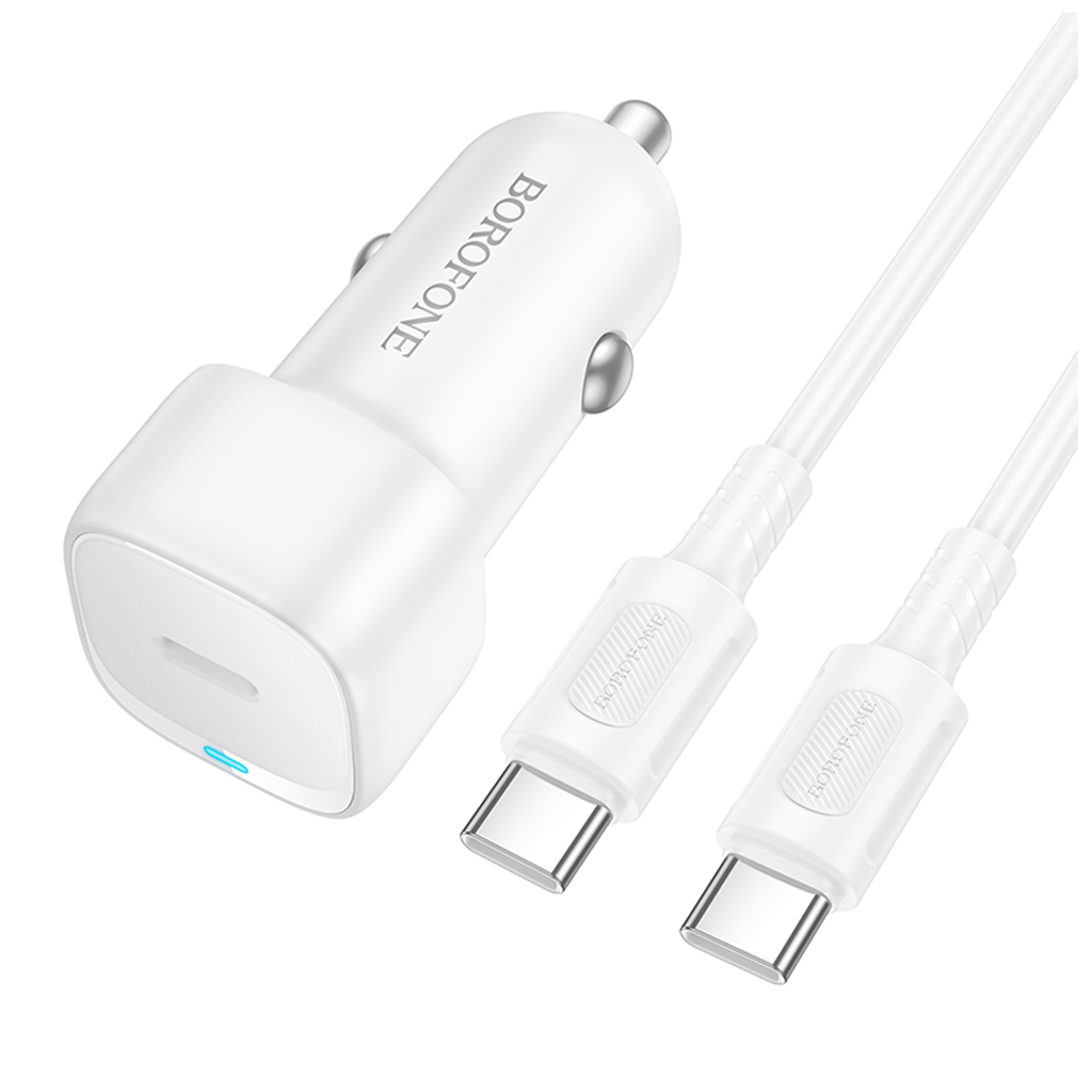 Borofone BZ34A Cloud autonabíjačka s káblom Type-C na Type-C 20W biela