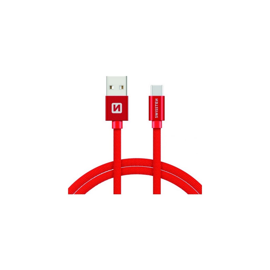 Dátový kábel Swissten USB-C (Type-C) 2m červený