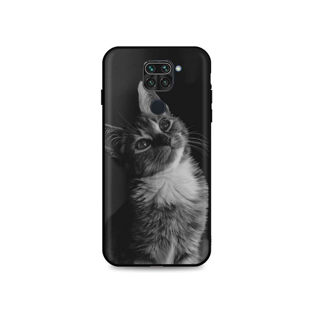 Obal na mobil Xiaomi Redmi Note 9 silikón DARK TopQ Cute Cat kryt