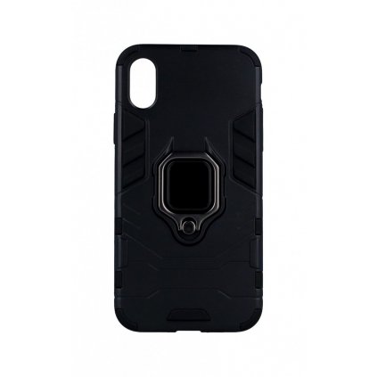 Ultra odolný zadný kryt na iPhone X čierny s prsteňom