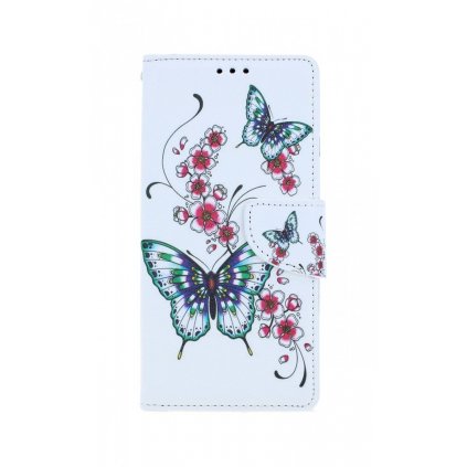 Flipové púzdro na iPhone SE 2020 Motýlci s kvetinou