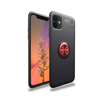 Zadný silikónový kryt na iPhone 12 čierny s červeným prsteňom