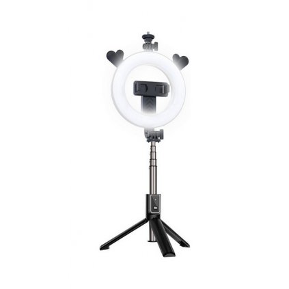Bluetooth selfie tyč Ring Light P40D-5 s LED osvetlením čierna