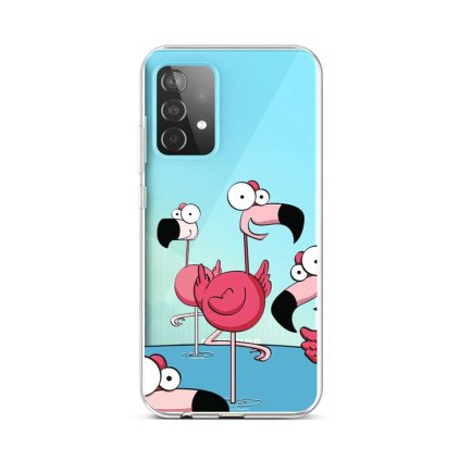 Zadný silikónový kryt na Samsung A52 Cartoon Flamingos