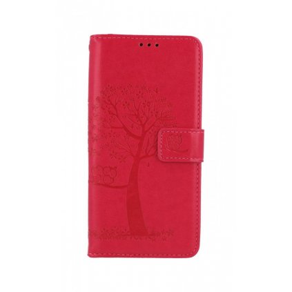 Flipové púzdro na Samsung A52 Tmavo ružový strom sovičky