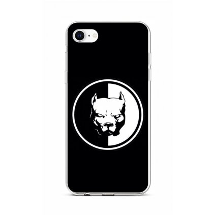 Zadný silikónový kryt na iPhone SE 2020 Čiernobiely pitbull