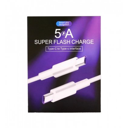 Dátový kábel Super Flash Charge USB-C - USB-C 1 m biely 5A