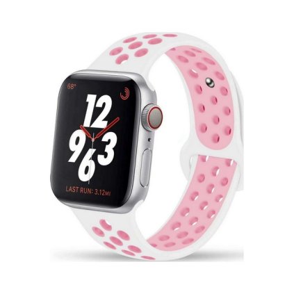 Silikónový remienok Bubble pre Apple Watch 3-4-5-6-SE 42-44mm bielo-ružový