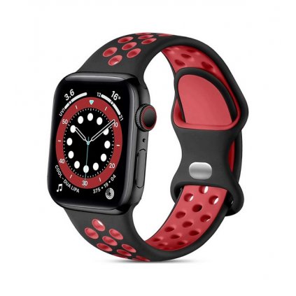 Silikónový remienok Bubble pre Apple Watch 3-4-5-6-SE 42-44mm čierno-červený