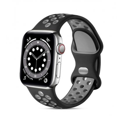 Silikónový remienok Bubble pre Apple Watch 3-4-5-6-SE 38-40mm čierno-šedý
