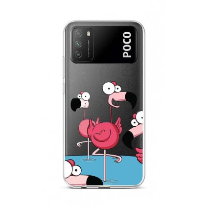 Zadný silikónový kryt na Xiaomi Poco M3 Cartoon Flamingos