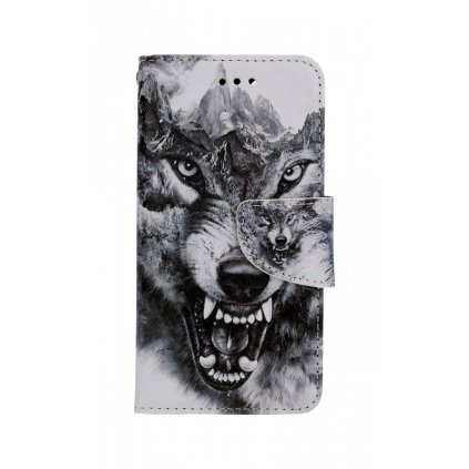 Flipové púzdro na iPhone SE 2020 Čiernobiely vlk