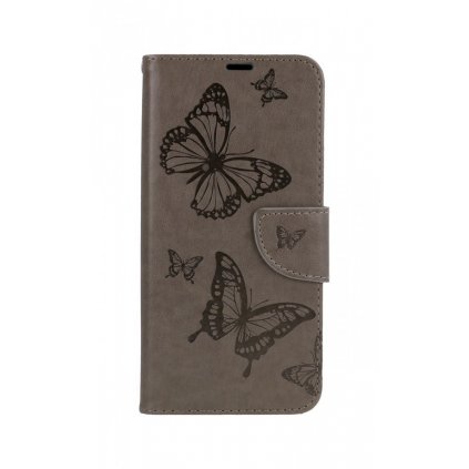 Flipové puzdro na Xiaomi Redmi Note 10 Butterfly šedé