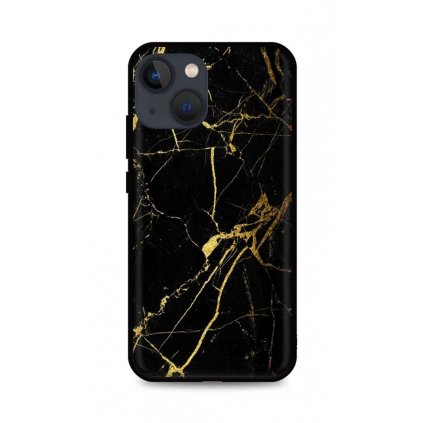 Zadný pevný kryt LUXURY na iPhone 13 mini Marble čierno-zlatý