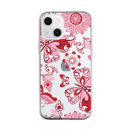 Zadný silikónový kryt na iPhone 13 mini Pink Butterfly