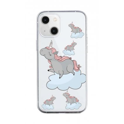 Zadný silikónový kryt na iPhone 13 mini Grey Unicorns