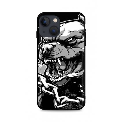 Zadný silikónový kryt DARK na iPhone 13 mini Agressive Pitbull