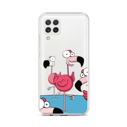 Zadný silikónový kryt na Samsung A22 Cartoon Flamingos