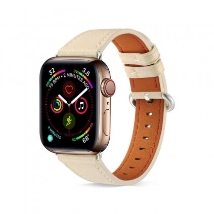 Kožený remienok Luxury pre Apple Watch 3-4-5-6-SE 42-44mm béžový