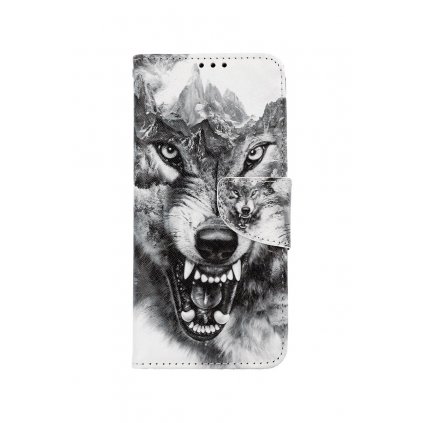 Flipové púzdro na Samsung A22 Čiernobiely vlk