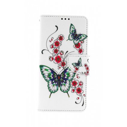 Flipové púzdro na Samsung A22 Motýliky s kvetinou