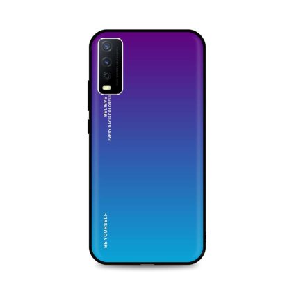 Zadný pevný kryt LUXURY na Vivo Y20s dúhový purpurový