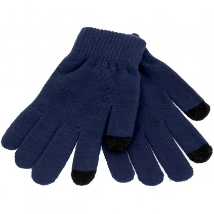 Dotykové rukavice pre mobilný telefón tmavo modré veľkosť S