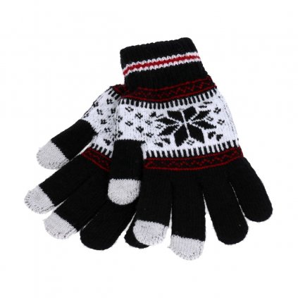 Dotykové rukavice pre mobilný telefón Snowflake čierno-červené veľ. M