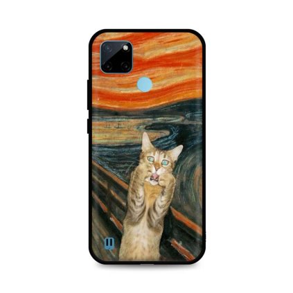 Zadný silikónový kryt DARK na Realme C21Y Scared Cat