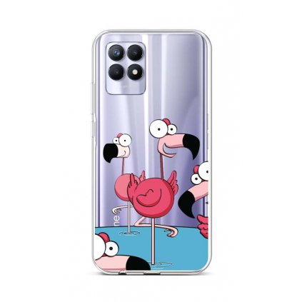 Zadný silikónový kryt na Realme 8i Cartoon Flamingos