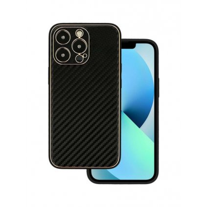 Zadný pevný kryt Carbon Leather na iPhone 13 Pro Max čierny