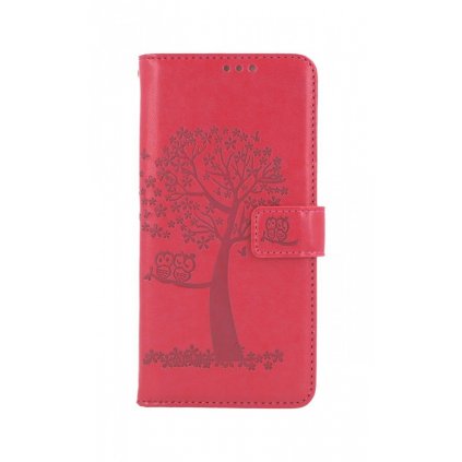 Flipové puzdro na Realme 9i Tmavo ružový strom sovičky