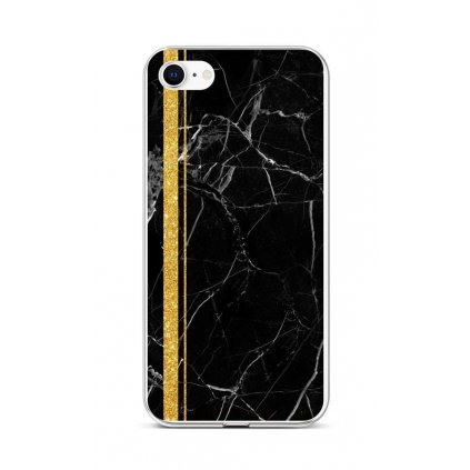 Zadný silikónový kryt STYLE na iPhone SE 2022 Mramor čierno-zlatý
