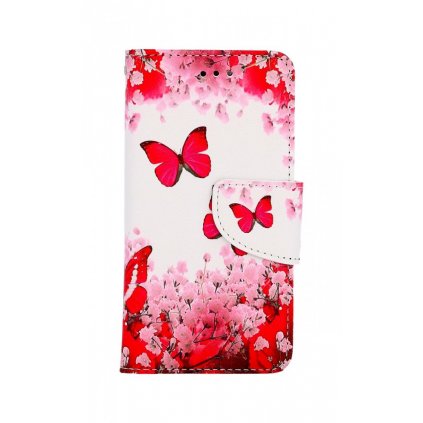 Flipové puzdro na iPhone SE 2022 Ružoví motýliky