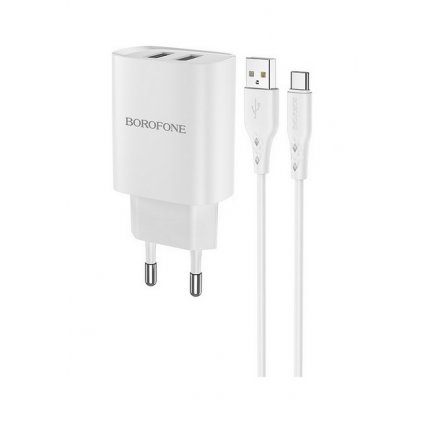 Nabíjačka Borofone BN2 Smart vrátane USB-C dátového kábla 2.1A biela