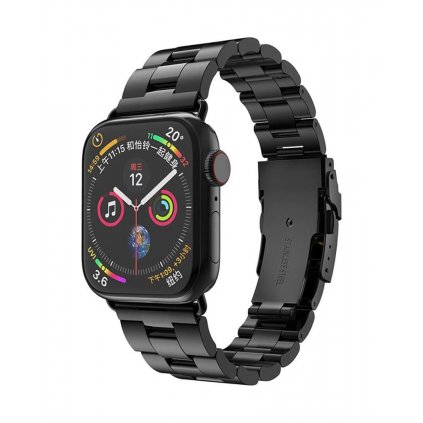 Oceľový remienok Watchband W036 pre Apple Watch 3-4-5-6-7-SE 38-40-41 mm čierny