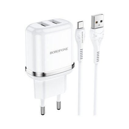 Nabíjačka Borofone DBN4 Aspiring vrátane USB-C dátového kábla 2.4A biela